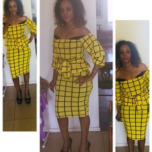 2 pièces pencil skirt and peplum top with a belt